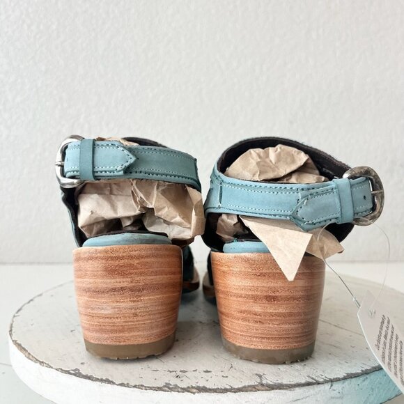 Lane Robin Mule Blue Leather Womens 6 Cowgirl Western Short Ankle Cowboy Boots - Picture 3 of 11